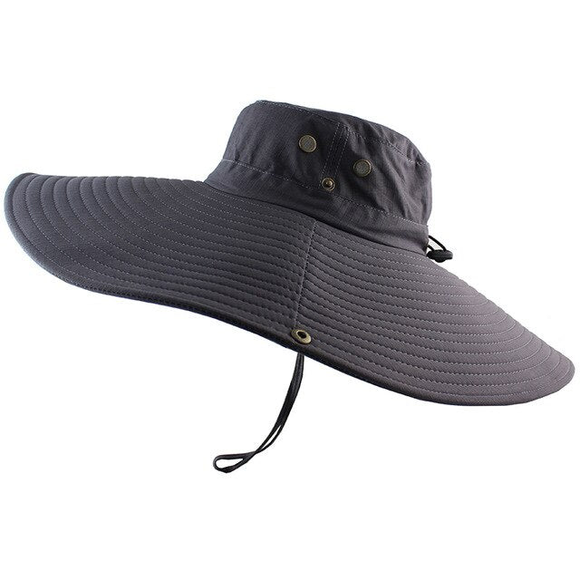 Long Wide Brim Bucket Hat